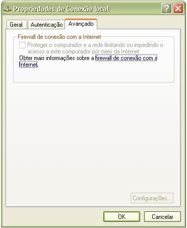 Janela de Firewall de conexão à Internet